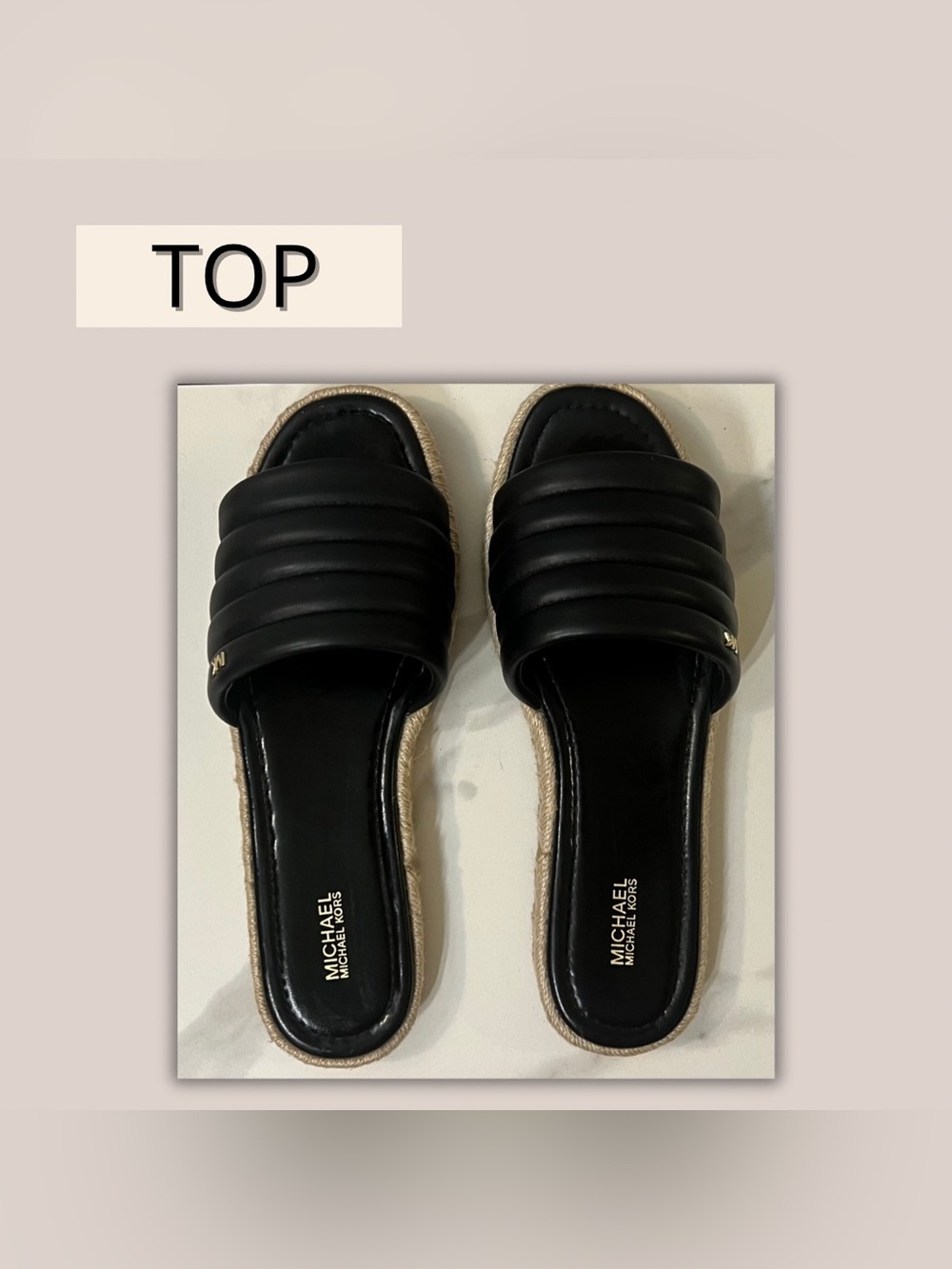 Michael Kors Black Quilted Espadrille Slide | size 9.5 - Picture 4 of 5